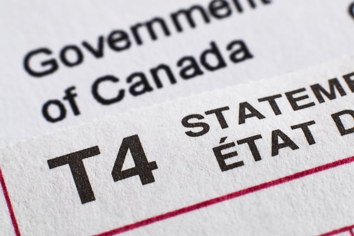 T4 Government of Canada statement for income tax filing